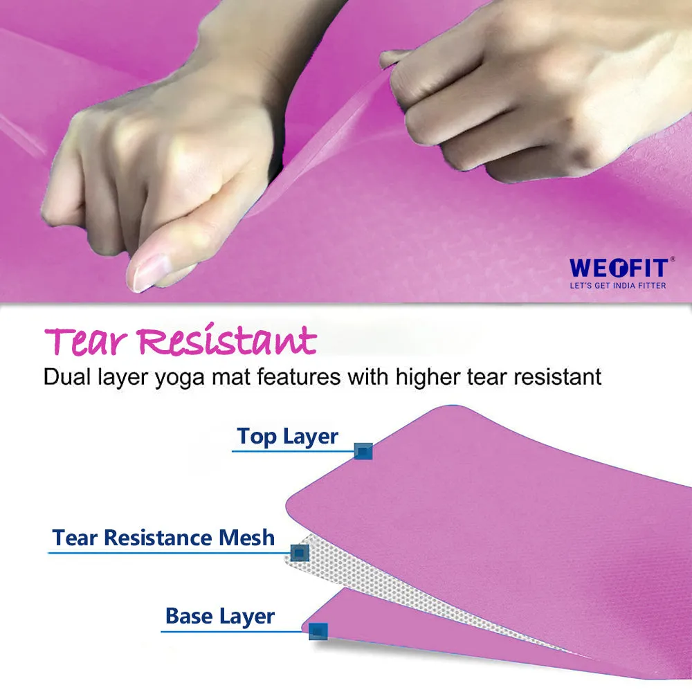 WErFIT 6mm Luxurious EVA Yoga Mat, Anti Skid, Home & Gym workout for Men, Women & Kids Pink 6 mm Yoga Mat